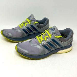 Adidas Mens Questar Boost Techfit Sneakers Size 10 Gray Yellow